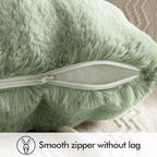 MIULEE Faux Fur Pillow Covers Thick Soft Plush Lumbar Throw Pillows Luxury Spring Home Decor for Couch Bed Bedroom Living Room Sofa,12x20 Inch Pack of 2 Sage Green
