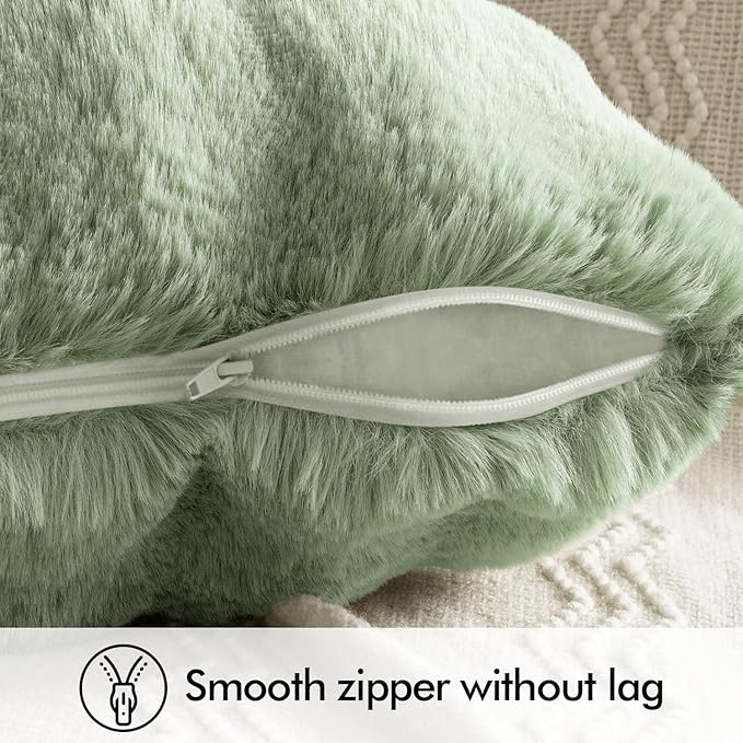 MIULEE Faux Fur Pillow Covers Thick Soft Plush Lumbar Throw Pillows Luxury Spring Home Decor for Couch Bed Bedroom Living Room Sofa,12x20 Inch Pack of 2 Sage Green