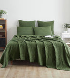 VHC Brands 100% Cotton Waffle Weave Twin Blanket 66"x90", Decorative Lightweight Spring and Summer Throw Blanket, Bedroom Decor for Bed, Couch, or Sofa, Olive Green