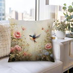 Vintage Spring Hummingbird Floral Pillow Cover 20x12 Double-Sided,Rustic Cottagecore Decor,French Country Spring Wildflower Bird Decorative Throw Pillow Cover for Couch Bed Bedroom Living Room
