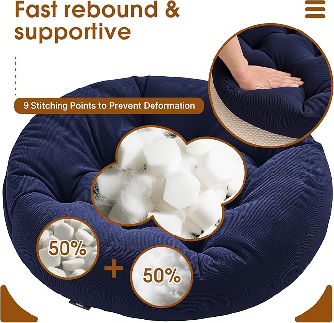4Pcs Floor Pillows for Adults, Meditation Cushions, Large Round Sitting Cushion Living Room Memory Foam Pillow for Sitting (4, Navy, 22x22x6 Inch)