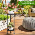 Plant Stand Indoor Outdoor, 2 Tier Iron Plant Stand, 30'' Tall Pedestal Stand Outdoor, Metal Flower Stands for Indoor Plants, Balcony, Living Room