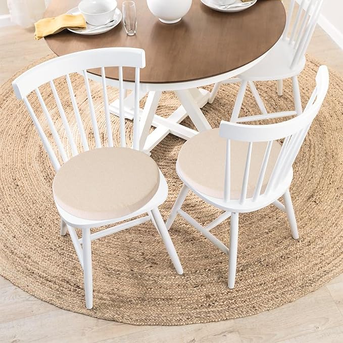 Tromlycs Round Chair Seat Cushion Pad 14 inch for Circle Stool Chairs Non Slip Decorative Foam Cushion Pillow, 1 Piece, 14 x 14 inches, Beige