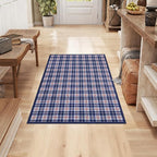 GarveeHome Checkered Rugs 2x3, Machine Washable Entryway Rug with Non Slip Backing, Stain Resistant Low-Pile Doormat for Indoor Outdoor Hallways Kitchen Bathroom Bedroom Blue