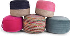 SIMPLIHOME Vivienne Round Pouf - 20 inch Wide Upholstered Velvet Ottoman in Turquoise, Boho-Style Footstool, Extra Seating or Accent Piece for Living Room or Bedroom with Stitching Detail, Assembled
