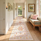 Area Rugs 2'6''x14' Runner Rug Non Slip Washable for Kitchen Hallway Bedroom Beside Laundry Room Bathroom Rug, Floor Carpet, Light Pink Colorful