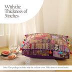 THE ART BOX Cotton Patchwork Vintage Boho Embroidered Floor Pillows & Cushion Cover Dog Pouf Seating Pouf Meditation Pillow Pet Bedding Cat Bed Boho Home Décor (35x35 Inches, Cover Only)