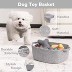 CHICVITA Decorative Gift Basket, Easter Basket for Kids, Woven Rope Storage Baskets with Handles, Nursery Baby Shower Toy Organizer, Grey, 13 x 9.8 x 5 inches
