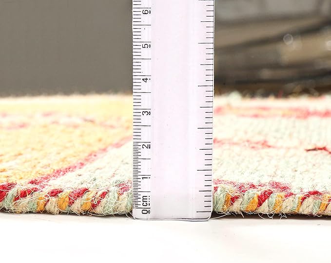 Artistic Jute Hand Woven Rug 2x3 Feet - Multi, Decorative Small Boho Patio Throw Rugs with Fringes Ideal for Entryway, Kitchen, Laundry Room, Balcony | Farmhouse Classic Door Mat for Bedroom Décor