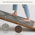 GENIMO Kitchen Mats for Floor 2PCs, Washable Anti Fatigue Mat for Cushioned, 17.3"x59"+17.3"x30", Waterproof Kitchen Rugs, Non Slip Comfort Standing Mat Rug for Home, Sink, Laundry, Dark Gray
