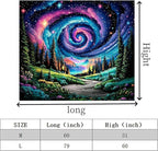 Apdidl Space Galaxy Forest Tapestry for Bedroom, Green Nature Landscape Colorful Night Starry Sky Stars Wall Tapestry, Mysterious Nebula Mountain Wall Hanging Backdrop Decor for Living Room 60" X 79"