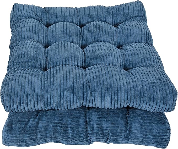 Meditation Floor Pillow Set of 2,Memory Foam Meditation Floor Cushions for Adults Sitting, Large Square Thickened Seat Cushion for Yoga, Tatami Living Room (2, Navy)