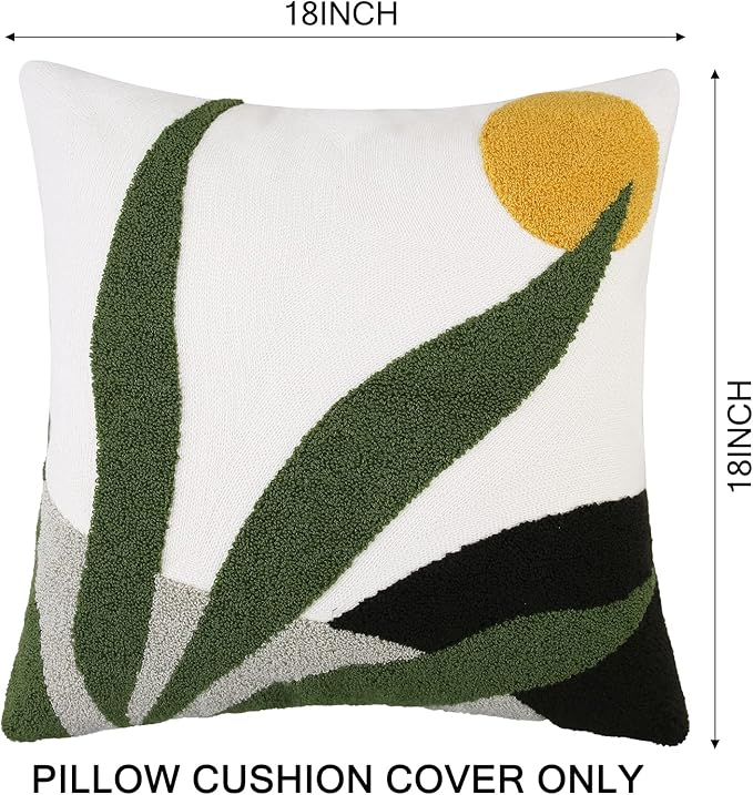 JASEN Abstract Boho Pillow Covers 18x18,Soft Mid Century Geometric Floral Decorative Throw Pillows for Couch Bed Sofa Bedroom（Only 1 Pillow Cover） (C, 18x18)