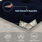 Square Floor Pillow for Adults, Tufted 24x24 Floor Cushion for Sitting, Large Meditation Cushion, Thick Corduroy Seat with Handle, Tatami Seating for Yoga, Navy Blue, 1Pack
