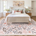 Lahome Reverie 8x10 Fall Floral Area Rugs for Bedroom, Apricot Boho Decor Washable Carpet, Non-Slip Rug for Girls Nursery, Living Room, Dorm, Apartment Decor, Cozy Retreat