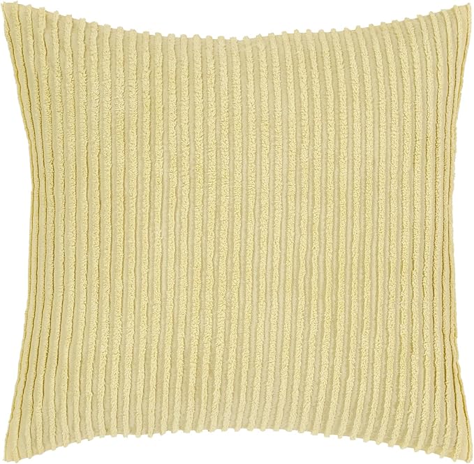 Better Trends Chenille Bedspreads Queen Size, Yellow 100% Cotton Chenille Stripe Design Tufted Bedding Coverlet Soft Lightweight, 102"x110" with 2 Sham 3 Pieces Set Jullian Collection