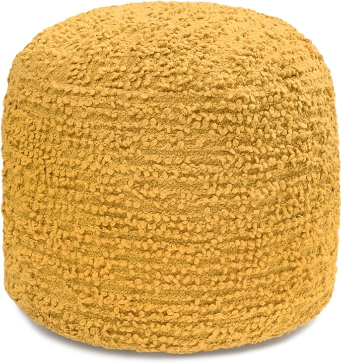 Anji Mountain Pouf Ottoman Foot Rest, Handmade Ottoman Pouf, Comfortable Foot Stool, Decorative Floor Seating for Living Room Decor, Bedroom & Home Décor Accent - Mustard
