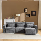 VINGLI 111" Convertible Modular Sectional Sofa,Comfortable L Shaped Reversible Couch with Ottoman, Removable 3 Seater Boneless Modern Couch, Durable Chenille Cloud Sofa for Living Room,Grey