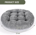 Large Floor Pillow for Adults, 22x22" Memory Foam Floor Cushion with Corduroy Cover, Round Floor Sitting Cushions for Meditation, Lounge,Seating for Yoga, Tatami Living Room (2, Round-Dark Grey)