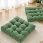 Tromlycs Floor Cushions Pillows for Adults Sitting Large Square Seating Pillow Gel Memory Foam 20 x 20 x 4 Inch Green Set of 2