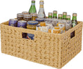 GRANNY SAYS Large Wicker Basket, Decorative Woven Basket for Storage, Wicker Basket with Handles, Waterproof Storage Basket for Shelves, 1-Pack