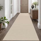 EARTHALL Woven Runner Rug 3x10 Ft Washable Runners for Hallways Long Non Slip Rubber Backed Kitchen Runner Braided Indoor Floor Carpet Runners for Entryway, Hallway, Kitchen, Beige/Khaki
