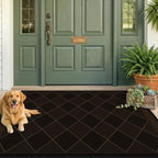 Checkered Easy Jute 3x5 for Porch Rugs Indoor Outdoor Decor, Washable Non Slip Entry Way Front Door Mat Outdoor, Farmhouse Patio Rug, Dark Brown Non Slip Daimond Carpet for Kitchen, Backyard, Laundry