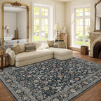 Washable Area Rugs for Living Room: 6x9 Bedroom Rug Vintage Boho Area Rug Stain Resistant Non Slip Low Pile Lightweight Soft Carpets for Living Room Dining Room Kitchen Nursery Kids Room Farmhouse