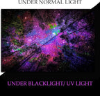 Miytal Blacklight Starry Sky Tapestry, Fantasy Forest Space Galaxy Night Nature Scenery Wall Hanging Tapestry, Aesthetic Landscape Wall Art Tapestries for Bedroom, Living Room - 70.9" x 118.1"