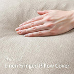 MIULEE Decorative Throw Pillow Covers Neutral Linen Fringe Throw Pillows Euro Shams Set of 2 Natural Beige Boho Farmhouse Cushion Covers for Couch Sofa Bed Living Room Spring Home Decor 26x26 Inch