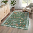 Mushroom Insect Area Rug 4x6 Green