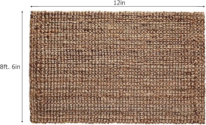 IRONGATE Jute Handspun Area Rug - Premium Jute Handwoven Reversible Chunky Textured Tan Beige Neutral Throw Accent Rug Carpet - Rustic Farmhouse Living Room Bedroom Den Study Décor - 8'6"x12' Natural