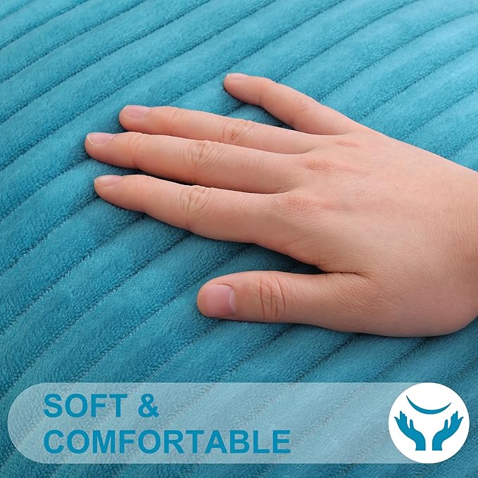 Simmore Decorative Spring Throw Pillow Covers 18x18 Set of 2, Soft Natural Plush Flannel Double-Sided Fluffy Couch Pillow Covers for Sofa Living Room, Teal