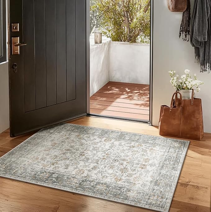 Washable Entryway Small Area Rugs: Door Mat Indoor Entrance 2x3 Boho Rug Stain Resistant Non-Slip Rubber Backing Soft Carpet for Kitchen Front Door Indoor Entrance Entry Bedroom Kids Room
