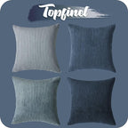 Topfinel Decorative Throw Pillow Covers Dusty Blue Navy Series 16x16 Inch Set of 4,Summer Corduroy Striped Toss Pillows for Couch,Patio,Balcony,Children Bedroom,Modern Fluffy Blue Gradient Shams