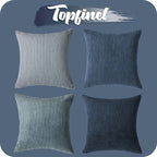 Topfinel Decorative Throw Pillow Covers Cushion Cases, Set of 4 Soft Velvet Modern Double-Sided Designs, Mix and Match for Home Decor, Pillow Inserts Not Included (12x12 inch, Blue)