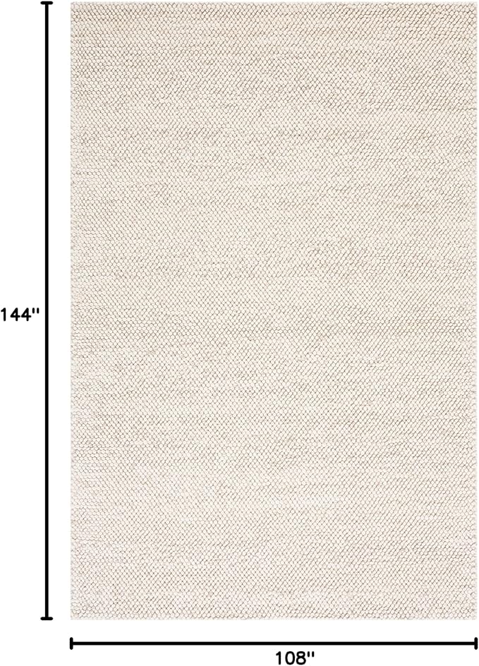 SAFAVIEH Area Rug 9x12 - Natura Collection - Large - Beige & Ivory, Handmade Wool Blend, Textured Design, Ideal for Living Room, Bedroom, Dining Space (NAT425B)