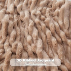 NEWCOSPLAY Super Soft Queen Blanket Taupe Premium Silky Flannel Fleece 3D Ribbed Jacquard Lightweight Bed Blanket All Season Use (Taupe Ribbed, Queen(90"x90"))