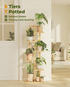 Bamworld Bamboo Plant Stand Indoor 6 Tiered Plant Shelf Outdoor Corner Plant Rack for Multiple Plants Flower Stand Plant Holder for Living Room Bedroom Balcony Patio Garden 48 Inch Natural