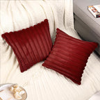 2 Pack Pillow Covers, 20x20 Faux Fur Square Throw Pillow Covers for Living Room Decorations Throw Pillow Case, Throw Pillow Cover Cushion Cover for Sofa Bedroom Car, Burgundy Red