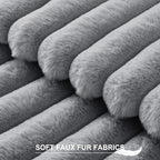 Pallene Faux Fur Plush Throw Pillow Covers 16x16 Set of 2, Luxury Soft Fluffy Striped Decorative Pillow Covers for Sofa, Couch, Living Room, Grey