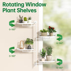 Rotating Window Shelves for Multiple Plants Indoor,4-tier Metal Corner White Plant Stand Holder Floating Hanger Shelf for Wall，Windows Sill Gifts for Planter Lover to Enhance Home Decor