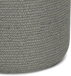 SIMPLIHOME Serena Contemporary Round Braided Pouf in Dove Grey Cotton for the Living Room, Bedroom and Kids Room