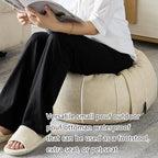 Louis Donné Unstuffed Pouf Ottoman Cover, 21Inch Moroccan Handmade Faux Leather Footstool Pouffe Ottomans Cover, Round Storage Pouf Stool Exotic Home Décor for Living Room Bedroom(ONLY Cover)