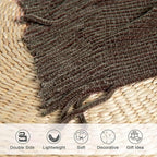 lifein Throw Blanket for Couch, Soft Boho Decor Bed Throw,Cozy Brown Knitted Chenille Small Farmhouse Lightweight Throw (Brown,50 * 60")
