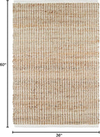 S & L Homes Jute Pulse Handwoven Natural Area Rug for Living Room Bedroom Kitchen Hallway Entryway- Rustic Vintage Farmhouse Decor - (3' x 5' Natural Ivory)