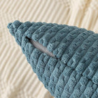 Kevin Textile 14x22 Inch Pillow Cover 1 Pack Boho Decorative Soft Striped Corduroy Lumbar Farmhouse Solid Color Accent Rectangle Cushion Case for Living Room Couch Sofa Bed, Blue Grey