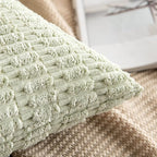 MIULEE Pack of 2 Spring Corduroy Decorative Throw Pillow Covers 20x20 Inch Soft Boho Striped Pillow Covers Modern Farmhouse Home Decor for Summer Sofa Living Room Couch Bed Light Green