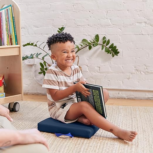 ECR4Kids SoftZone Floor Cushions, Square, Flexible Seating, Navy, 6-Piece