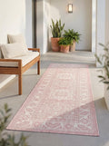 Rugs.com Outdoor Aztec Collection Rug – 6 Ft Runner Pink Flatweave Rug Perfect for Hallways, Entryways